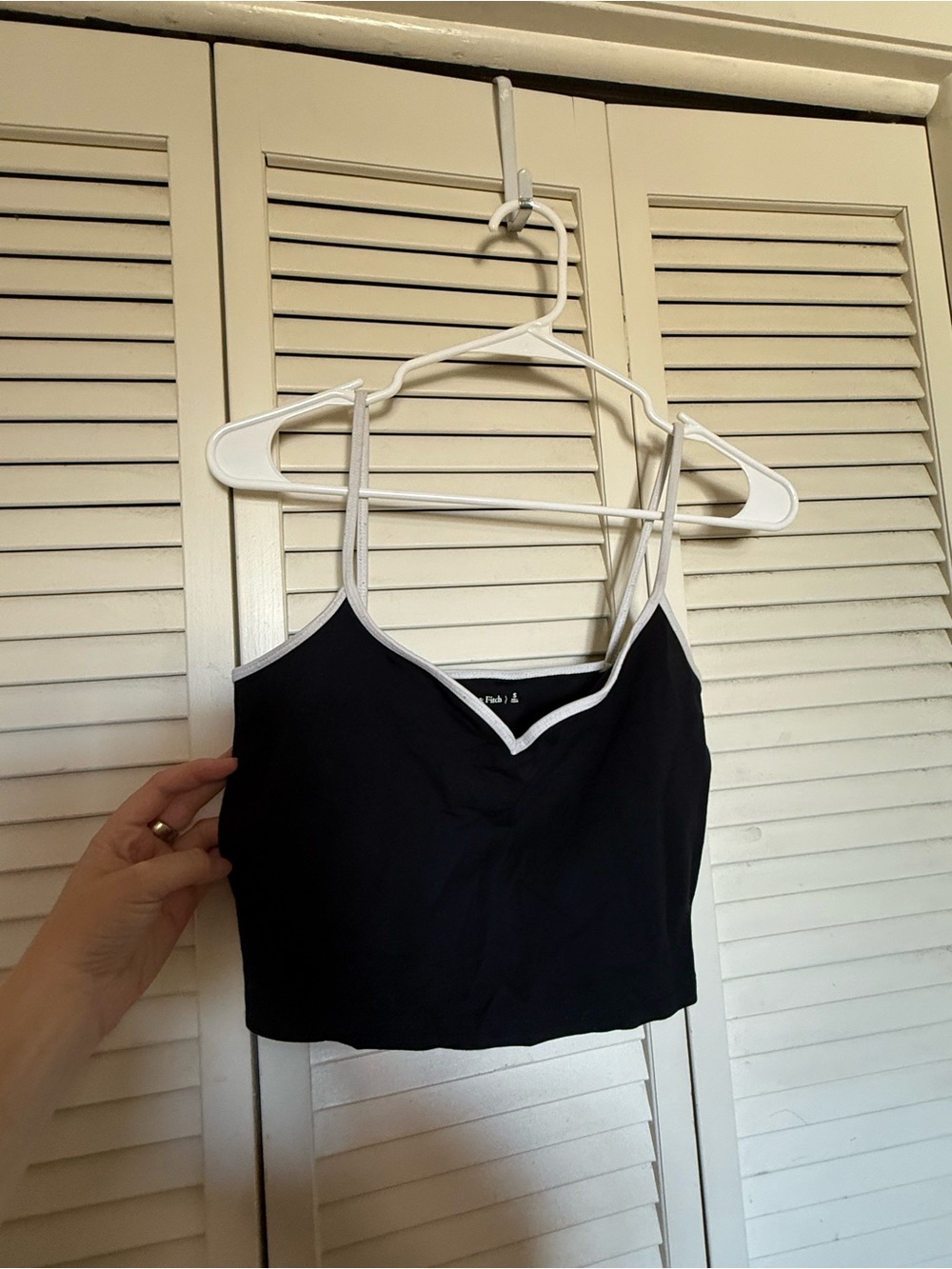 Abercrombie Black Cropped Cami Tank Top with White Trim